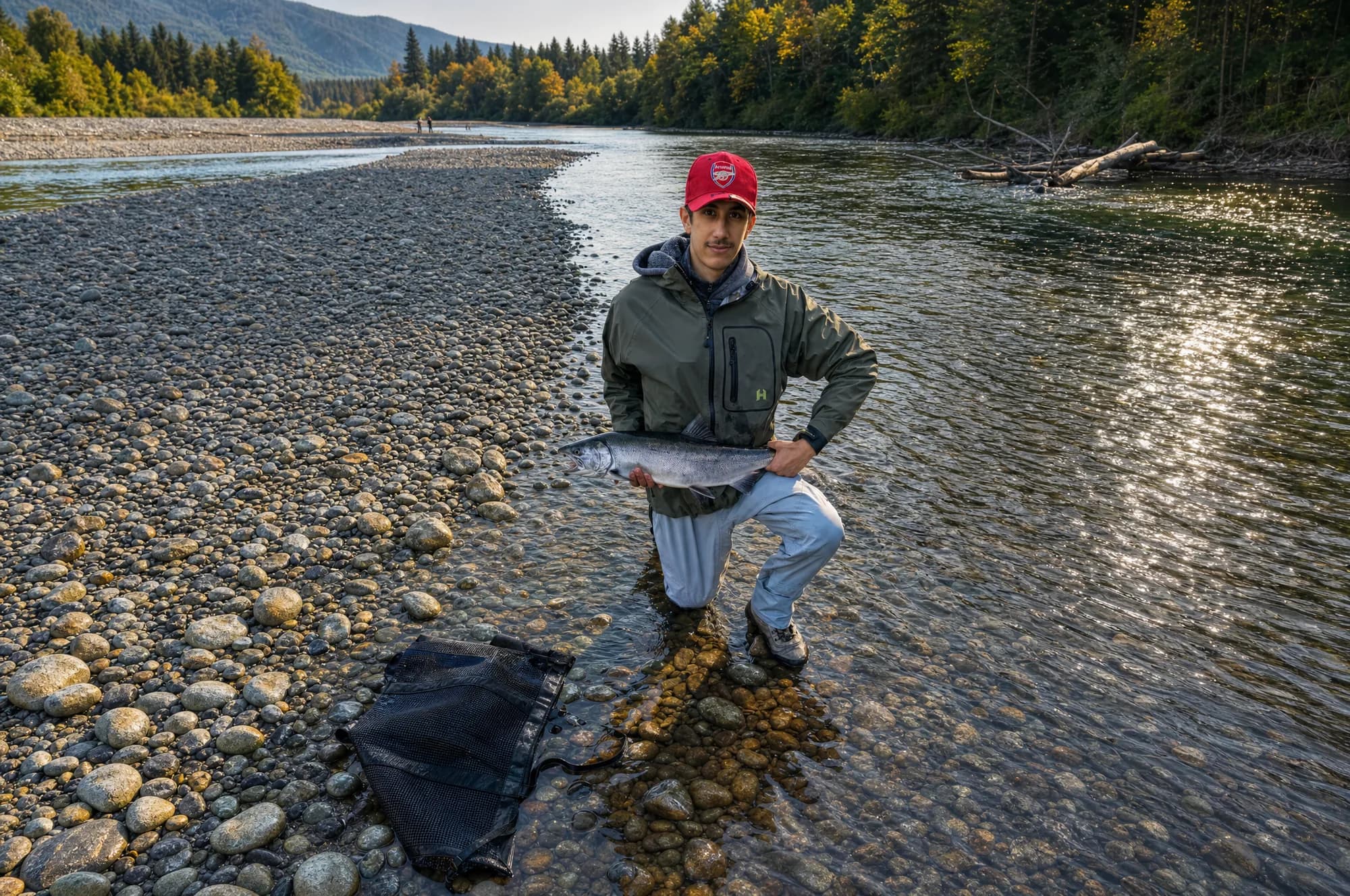 Coho caught on a raspberry bead by Rami on the Vedder River, Chilliwack