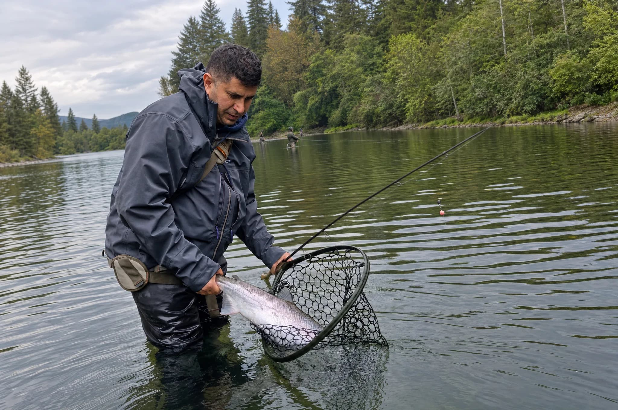 Coho caught on a Cerise bead by Ram on the Vedder River, Chilliwack