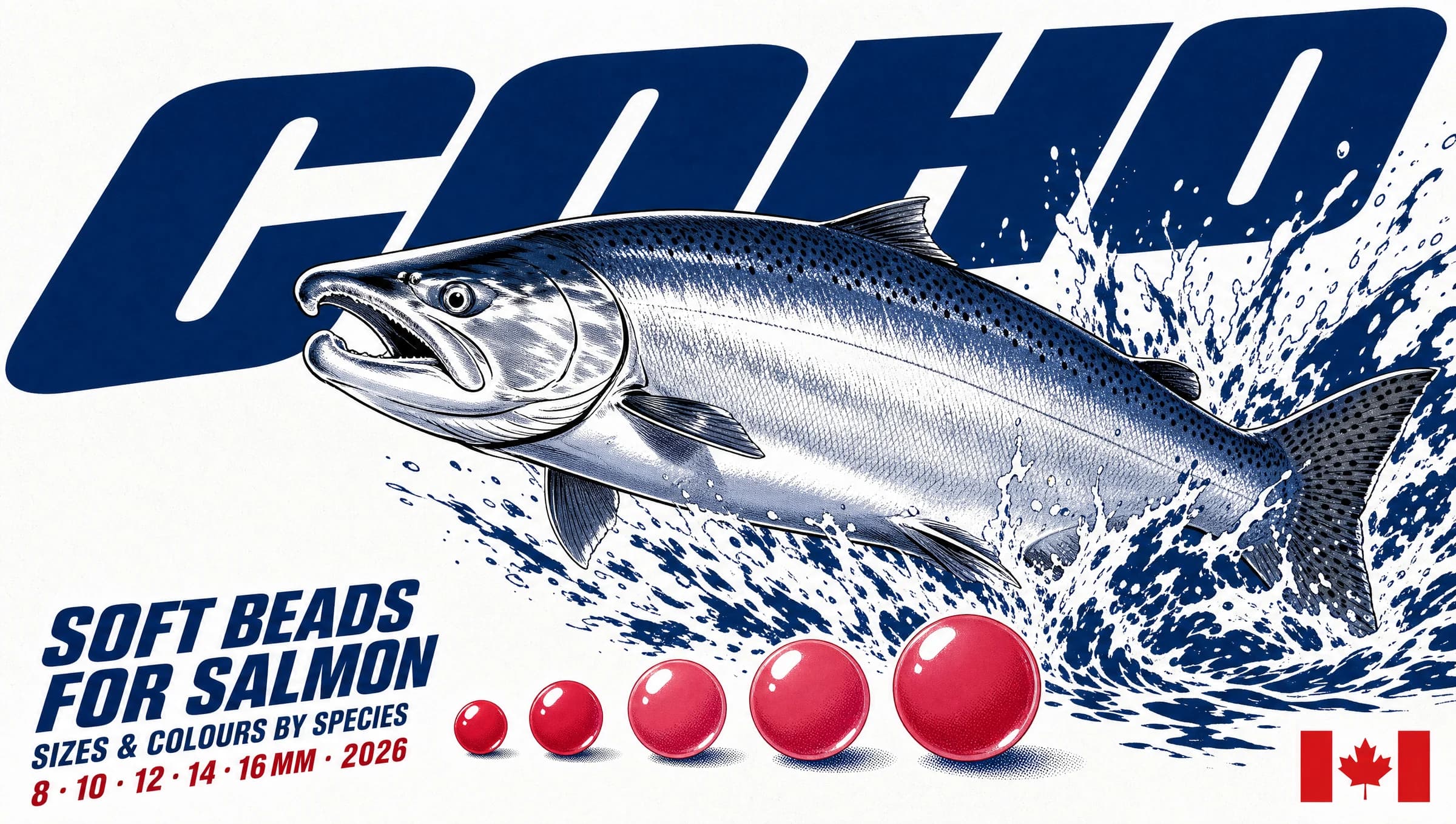 Soft beads for salmon — sizes & colours by species