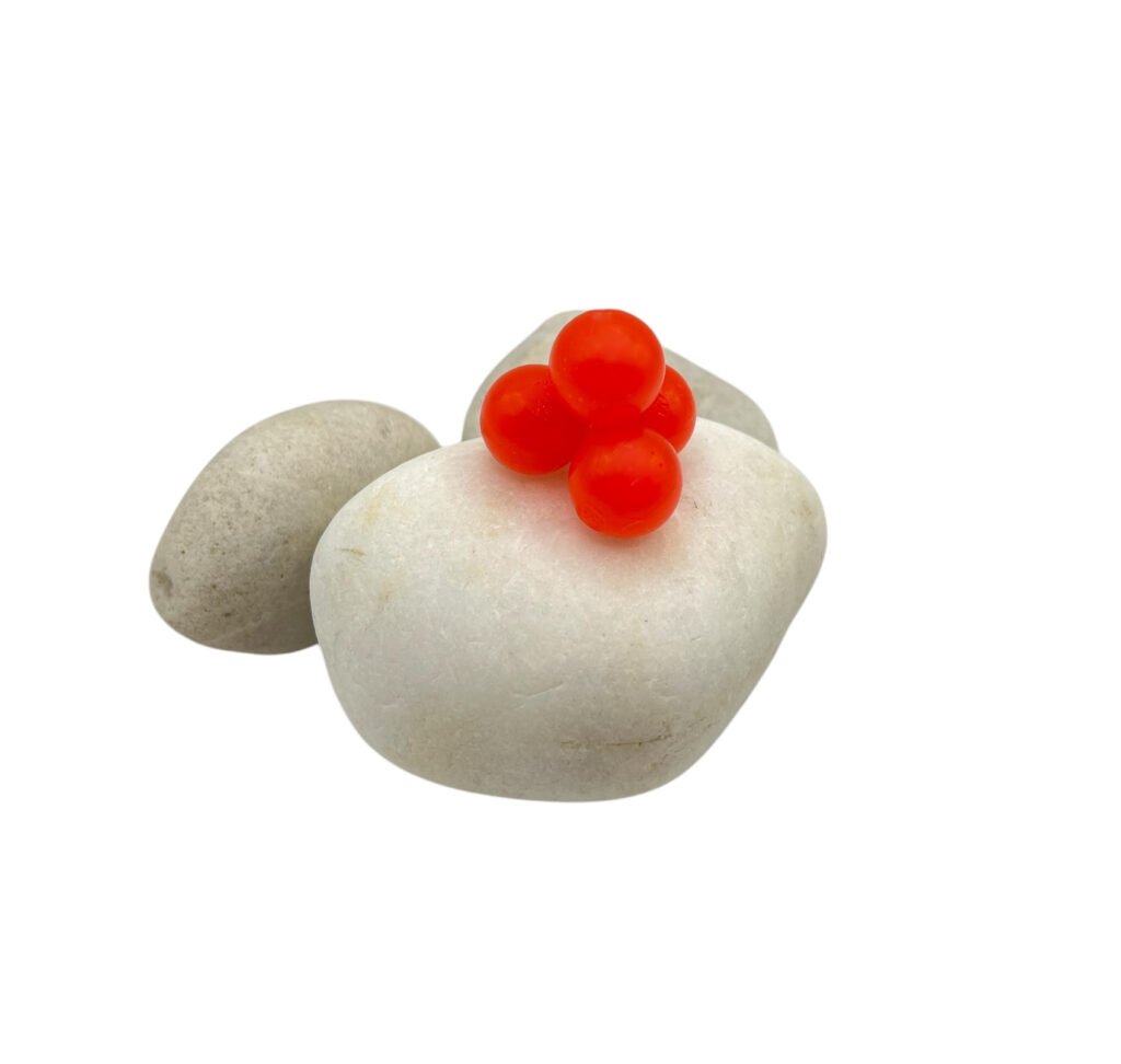 6mm soft beads for finesse fishing blood orange soft beads on white rock