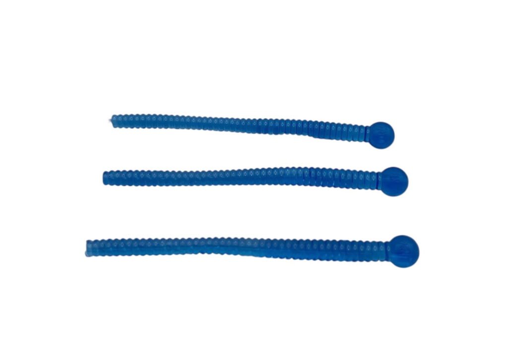 summer worm fishing techniques Bright Blue Soft Worms 3"